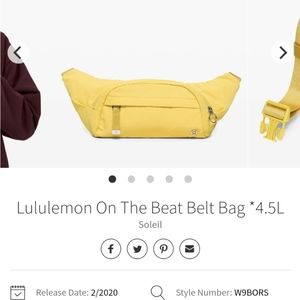 Lululemon on the beat belt bag NWT soleil